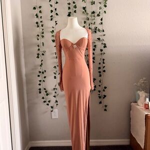Oh Polly Strapless Peach Dress